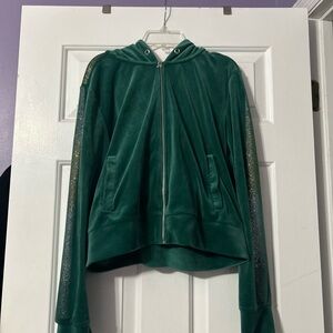 Juicy Couture Green Teddy Jacket with Shimmering Sleeves